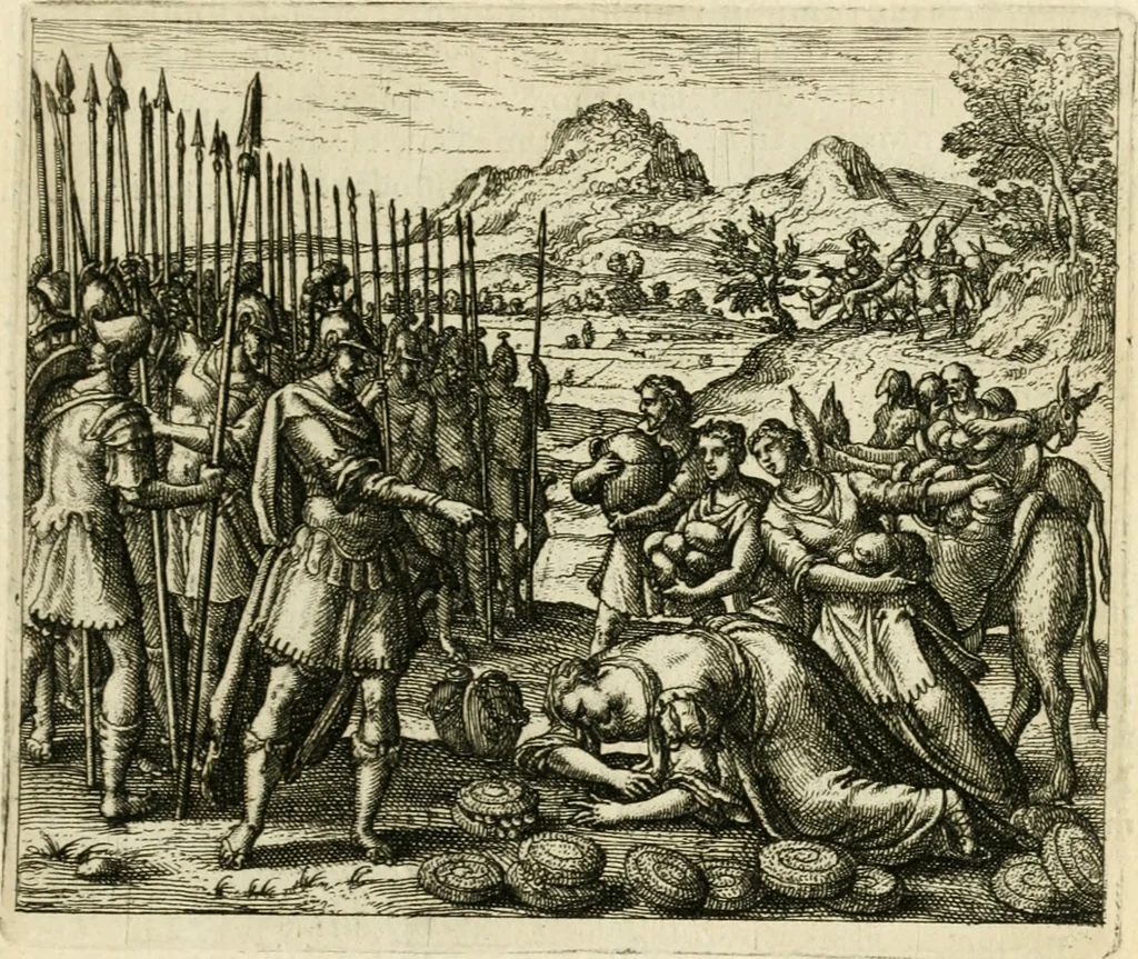 An illustration from David, virtvtis exercitatissimae probatum Deo spectaculum : ex Dauidis pastoris, militis, ducis, exsulis ac prophetae exemplis, 1597, leaf 62