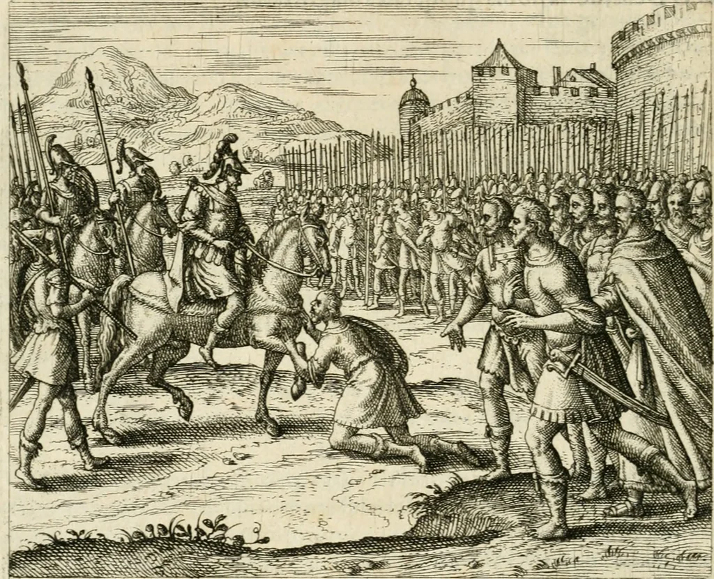 An illustration from David, virtvtis exercitatissimae probatum Deo spectaculum : ex Dauidis pastoris, militis, ducis, exsulis ac prophetae exemplis, 1597, leaf 79