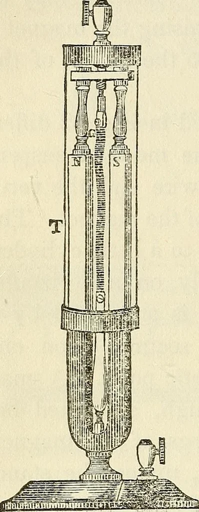 An illustration from Davis's manual of magnetism : including galvanism, magnetism, electro-magnetism, electro-dynamics, magneto-electricity, and thermo-electricity, 1854, leaf 129