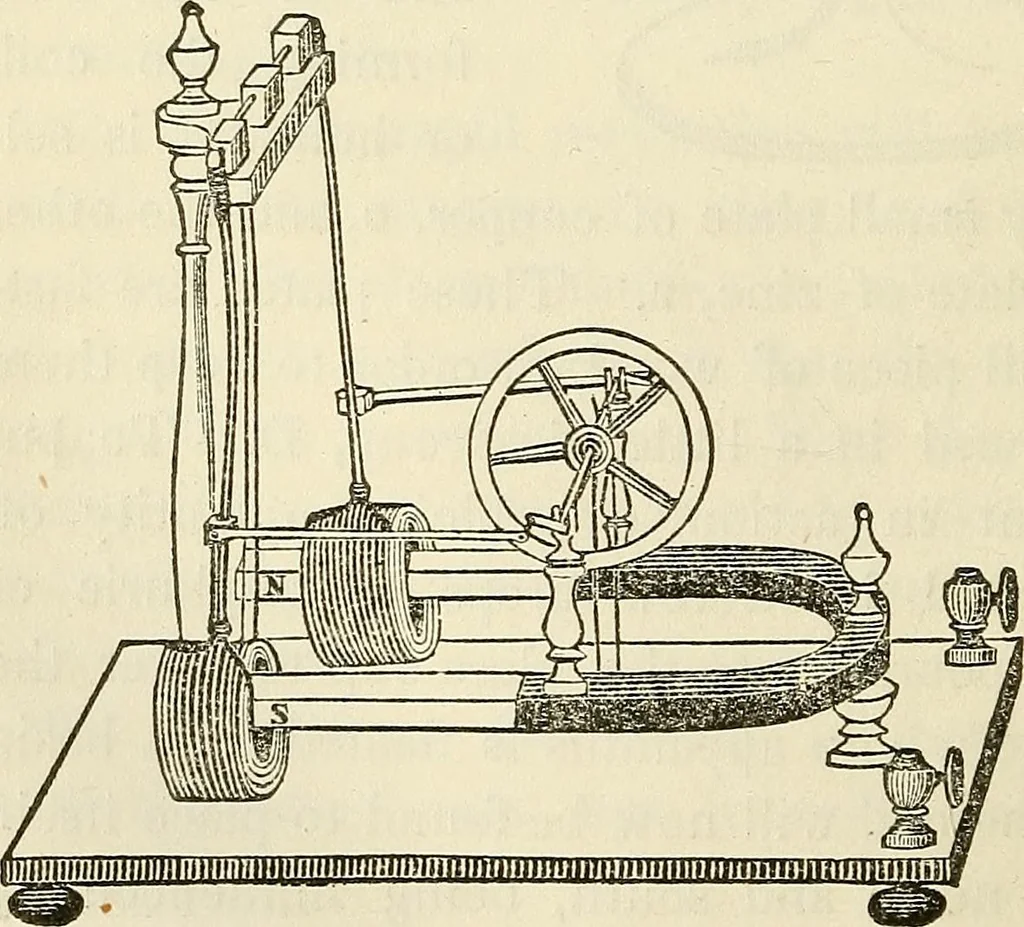 An illustration from Davis's manual of magnetism : including galvanism, magnetism, electro-magnetism, electro-dynamics, magneto-electricity, and thermo-electricity, 1854, leaf 133