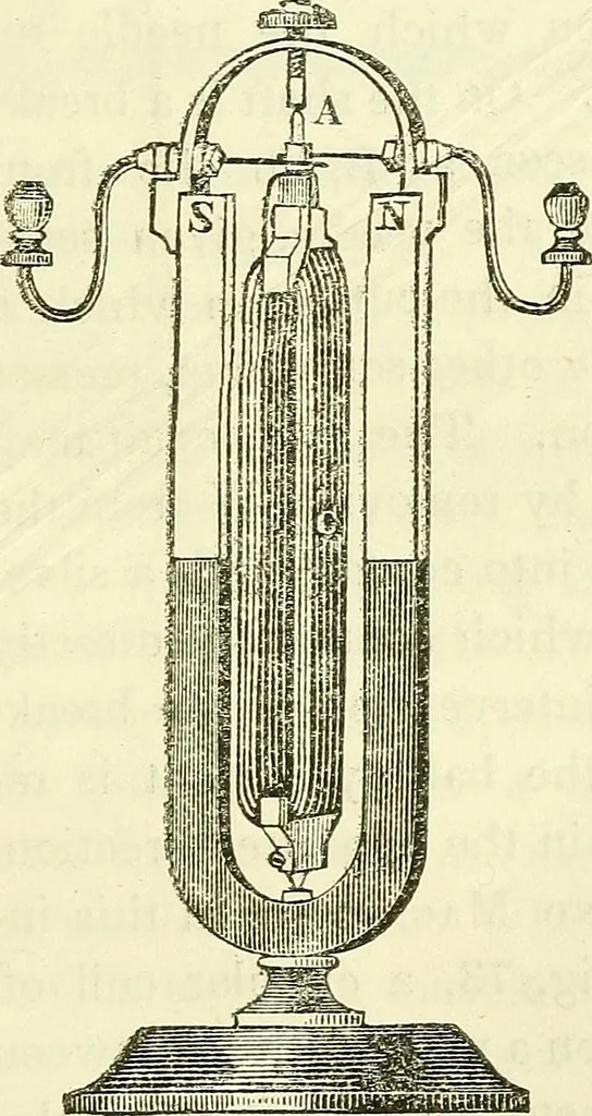 An illustration from Davis's manual of magnetism : including galvanism, magnetism, electro-magnetism, electro-dynamics, magneto-electricity, and thermo-electricity, 1854, leaf 138
