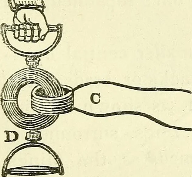 An illustration from Davis's manual of magnetism : including galvanism, magnetism, electro-magnetism, electro-dynamics, magneto-electricity, and thermo-electricity, 1854, leaf 186