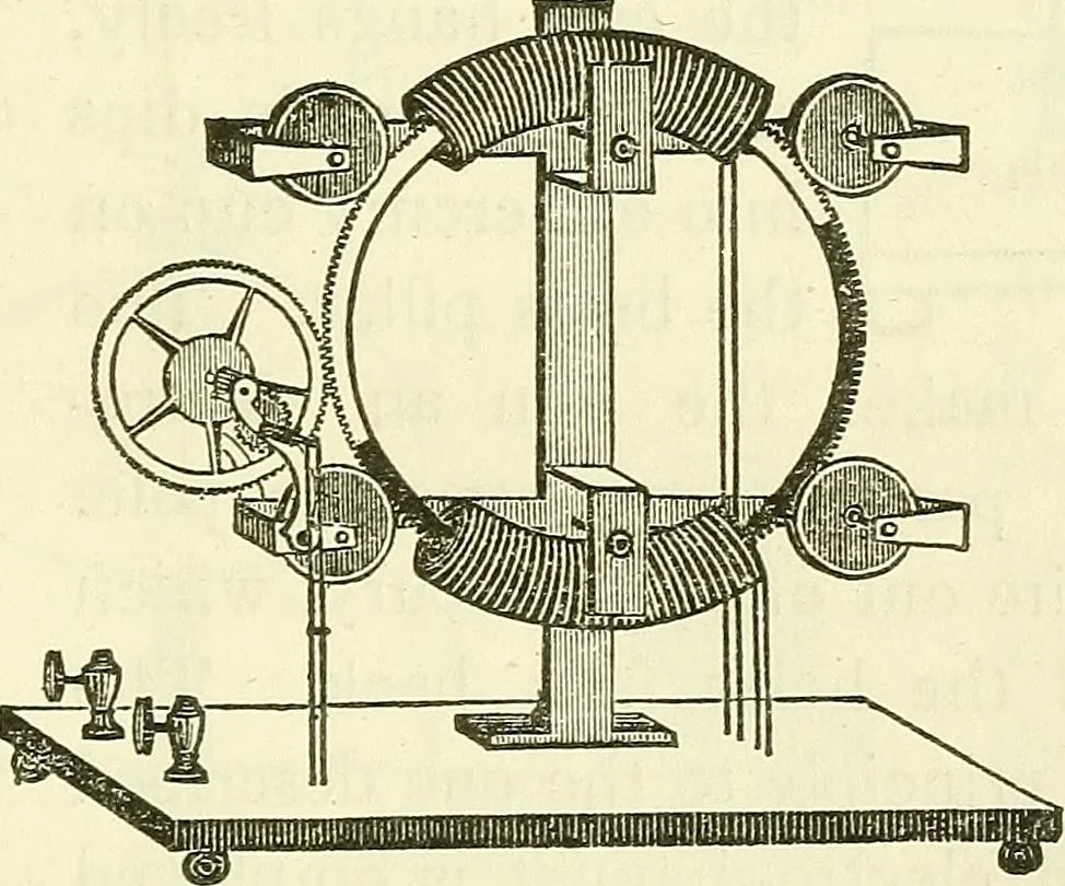 An illustration from Davis's manual of magnetism : including galvanism, magnetism, electro-magnetism, electro-dynamics, magneto-electricity, and thermo-electricity, 1854, leaf 196