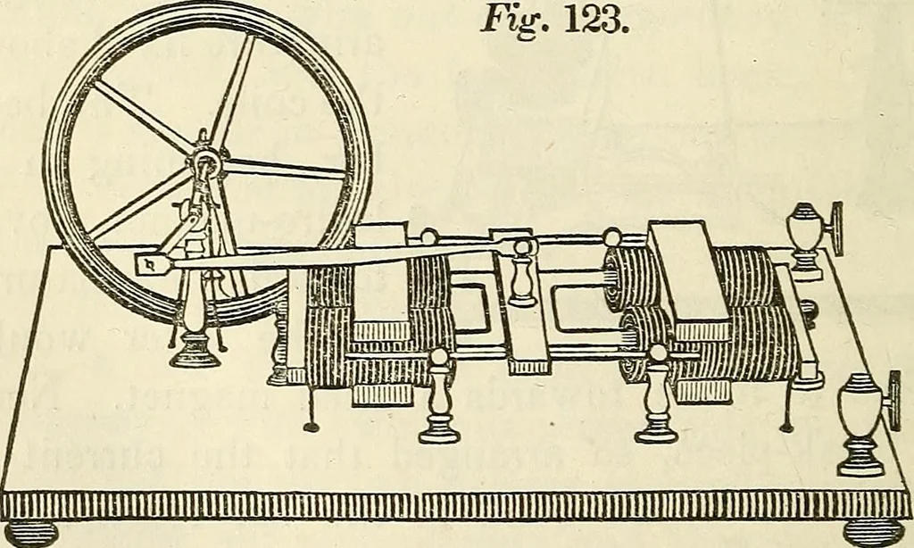 An illustration from Davis's manual of magnetism : including galvanism, magnetism, electro-magnetism, electro-dynamics, magneto-electricity, and thermo-electricity, 1854, leaf 199