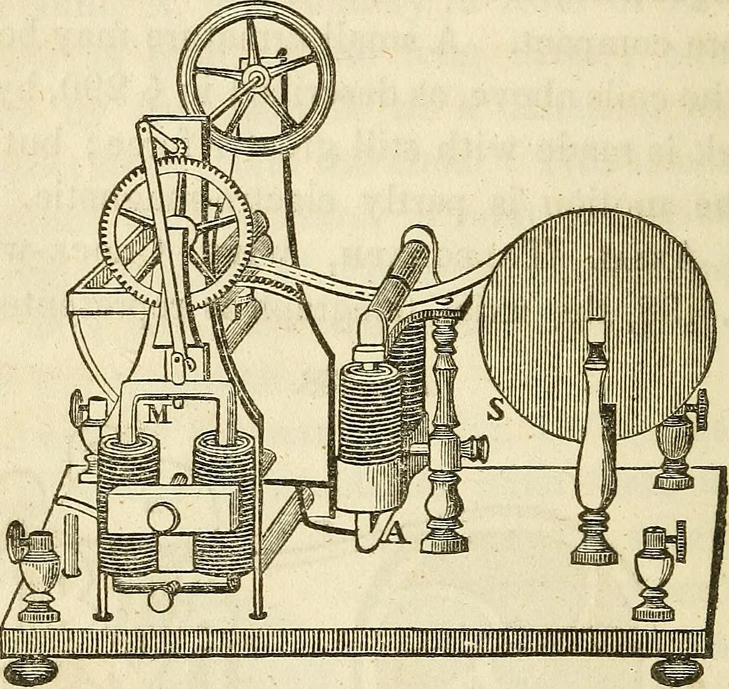 An illustration from Davis's manual of magnetism : including galvanism, magnetism, electro-magnetism, electro-dynamics, magneto-electricity, and thermo-electricity, 1854, leaf 221
