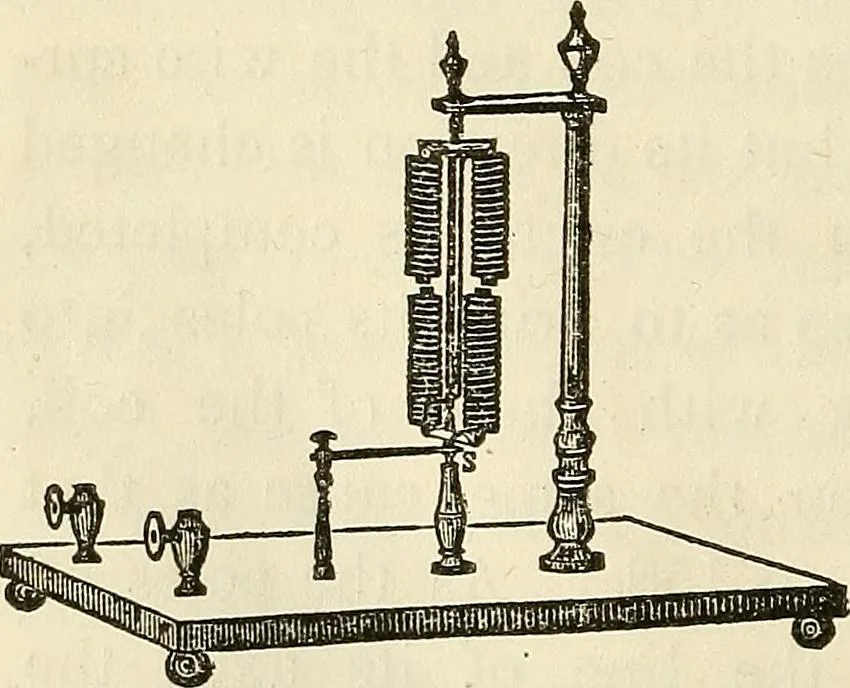 An illustration from Davis's manual of magnetism : including galvanism, magnetism, electro-magnetism, electro-dynamics, magneto-electricity, and thermo-electricity, 1854, leaf 235