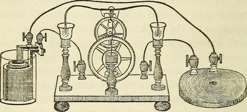 An illustration from Davis's manual of magnetism : including galvanism, magnetism, electro-magnetism, electro-dynamics, magneto-electricity, and thermo-electricity, 1854, leaf 261