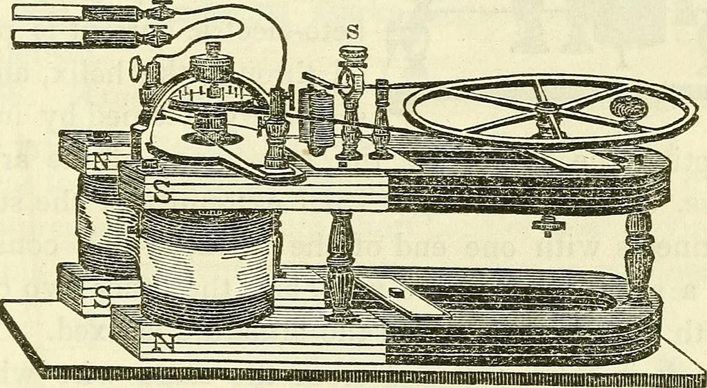 An illustration from Davis's manual of magnetism : including galvanism, magnetism, electro-magnetism, electro-dynamics, magneto-electricity, and thermo-electricity, 1854, leaf 296