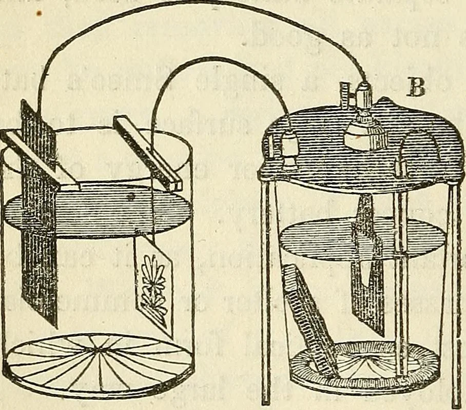 An illustration from Davis's manual of magnetism : including galvanism, magnetism, electro-magnetism, electro-dynamics, magneto-electricity, and thermo-electricity, 1854, leaf 73