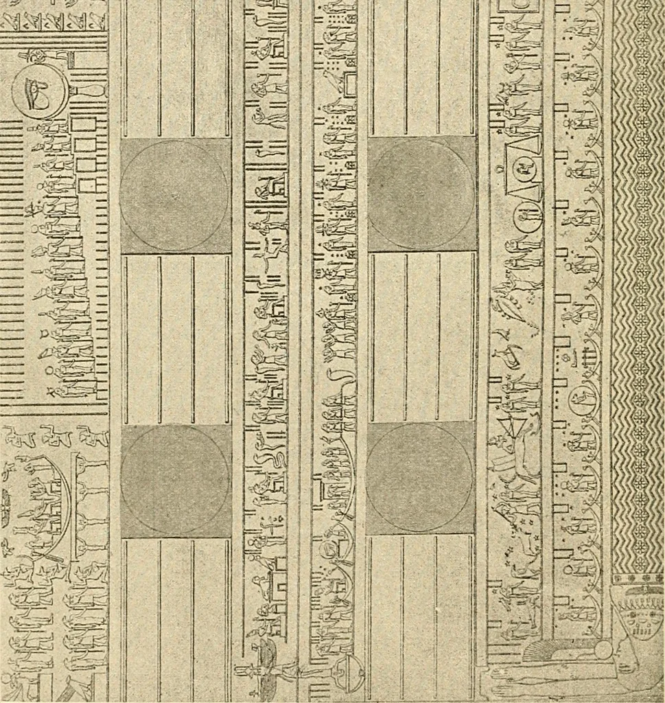 An illustration from The dawn of astronomy; a study of the temple-worship and mythology of the ancient Egyptians, 1894, leaf 156