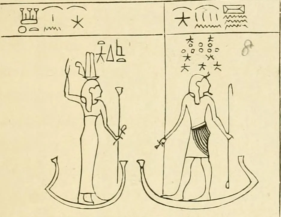 An illustration from The dawn of astronomy; a study of the temple-worship and mythology of the ancient Egyptians, 1894, leaf 159