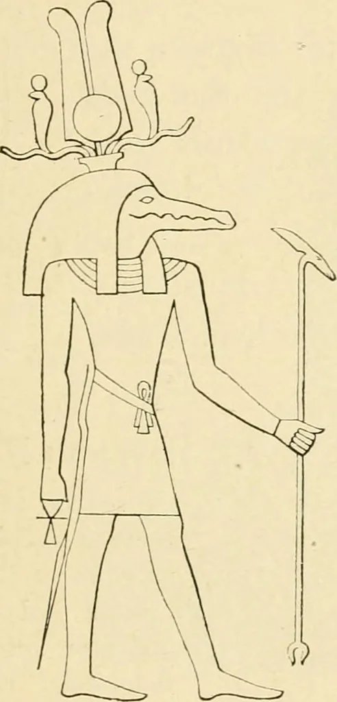 An illustration from The dawn of astronomy; a study of the temple-worship and mythology of the ancient Egyptians, 1894, leaf 45