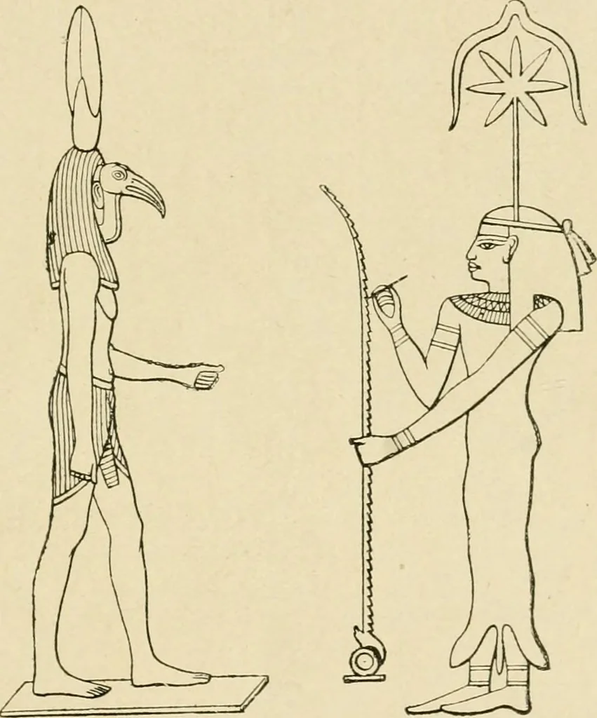 An illustration from The dawn of astronomy; a study of the temple-worship and mythology of the ancient Egyptians, 1894, leaf 49