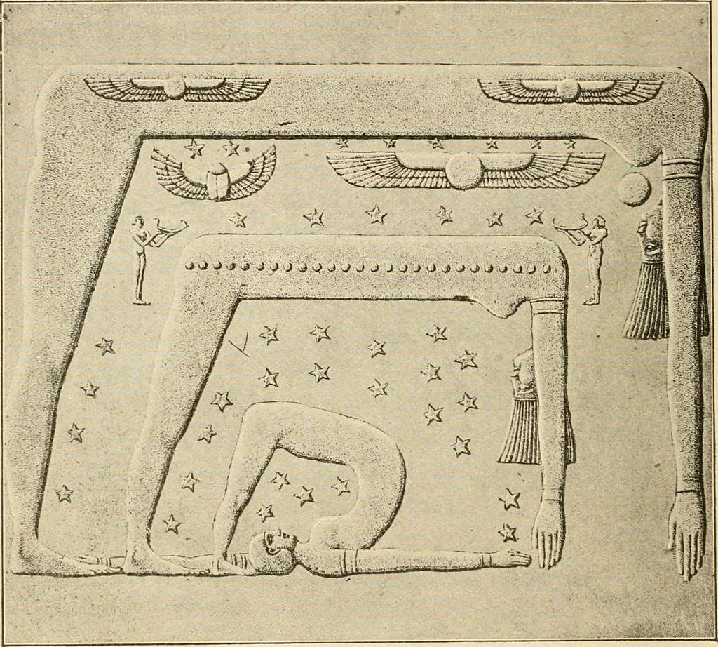 An illustration from The dawn of astronomy; a study of the temple-worship and mythology of the ancient Egyptians, 1894, leaf 56