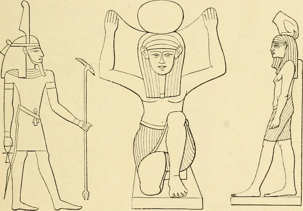 An illustration from The dawn of astronomy; a study of the temple-worship and mythology of the ancient Egyptians, 1894, leaf 57