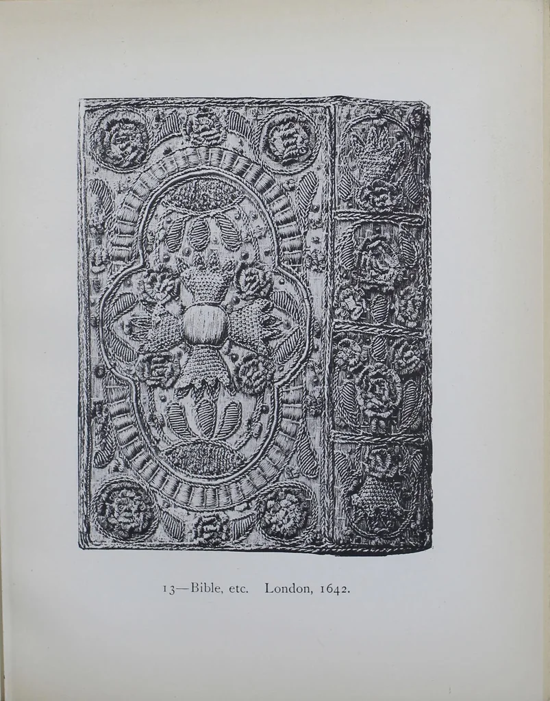 An illustration from English Embroidered BookBindings, 1899, leaf 112