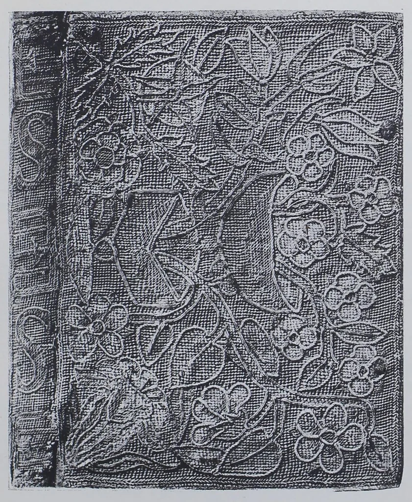 An illustration from English Embroidered BookBindings, 1899, leaf 86