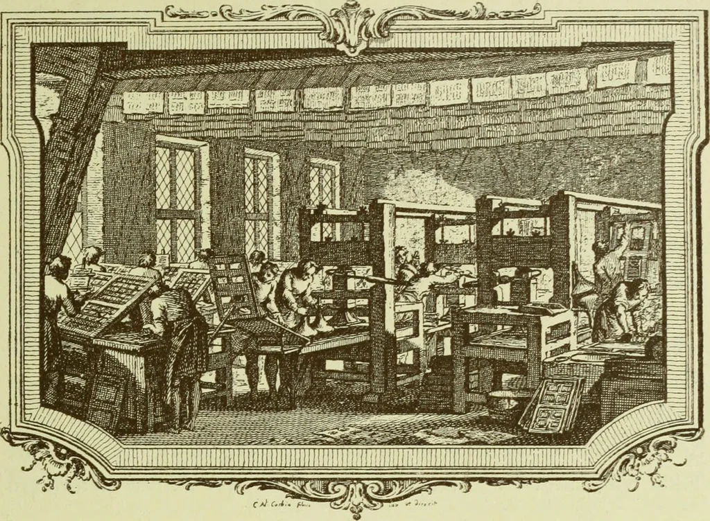 An illustration from Débuts de l'imprimerie en France : l'Imprimerie nationale, l'Hôtel de Rohan, 1905, leaf 106