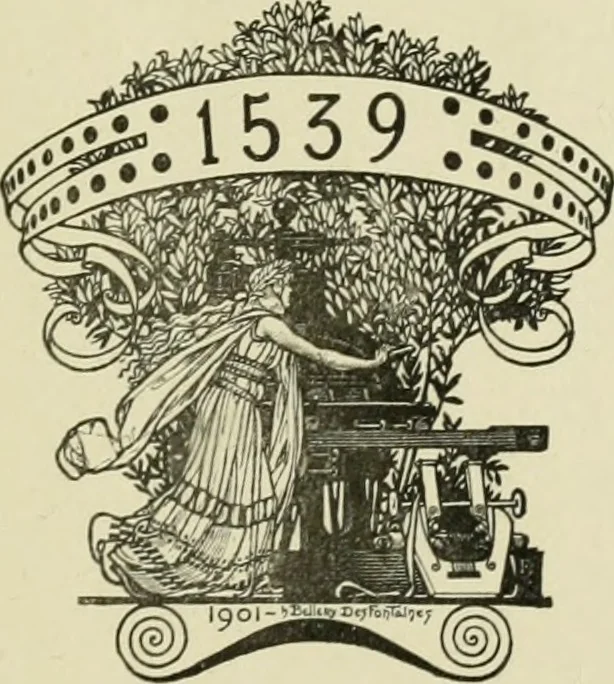 An illustration from Débuts de l'imprimerie en France : l'Imprimerie nationale, l'Hôtel de Rohan, 1905, leaf 6
