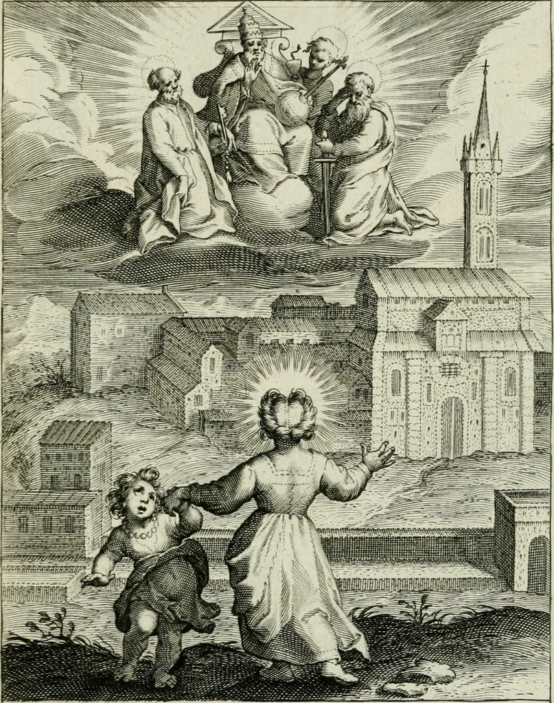 An illustration from D. Catharinae Senensis virginis Ss.mae Ord. Praedicatorum vita ac miracula selectiora formis aeneis expressa, 1603, leaf 14