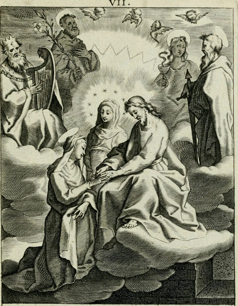 An illustration from D. Catharinae Senensis virginis Ss.mae Ord. Praedicatorum vita ac miracula selectiora formis aeneis expressa, 1603, leaf 24