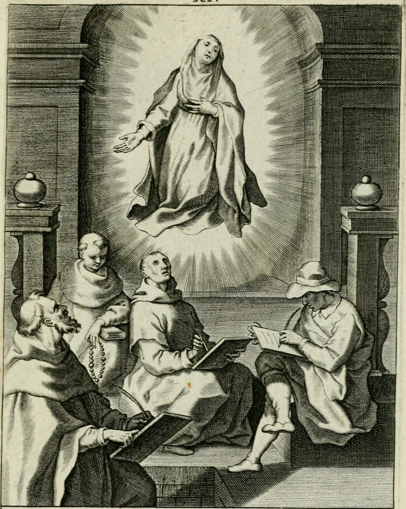 An illustration from D. Catharinae Senensis virginis Ss.mae Ord. Praedicatorum vita ac miracula selectiora formis aeneis expressa, 1603, leaf 32