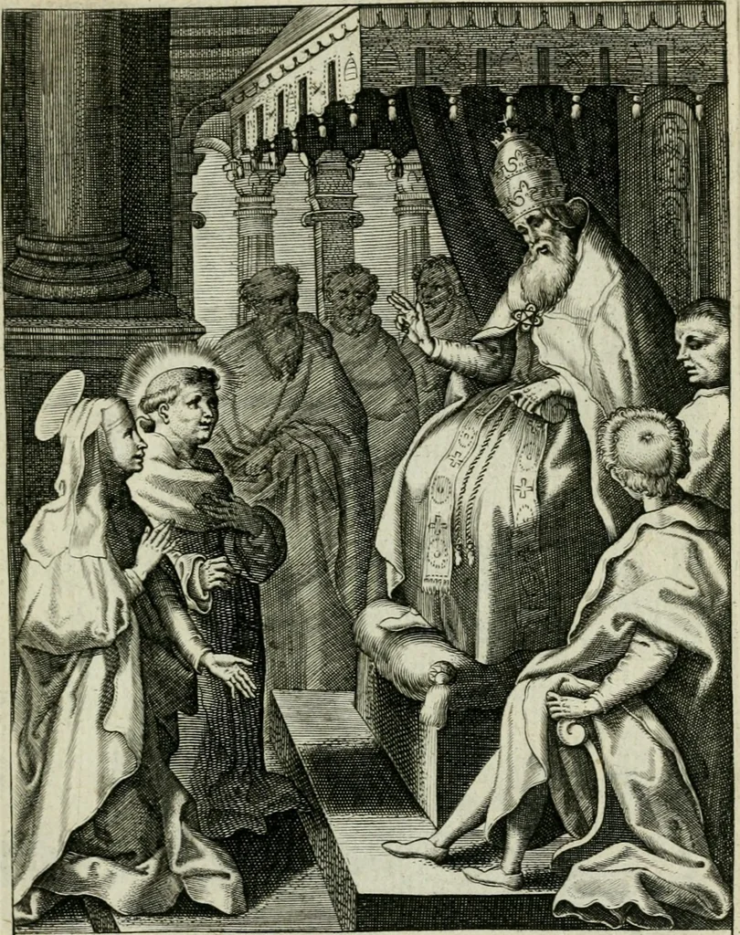 An illustration from D. Catharinae Senensis virginis Ss.mae Ord. Praedicatorum vita ac miracula selectiora formis aeneis expressa, 1603, leaf 34