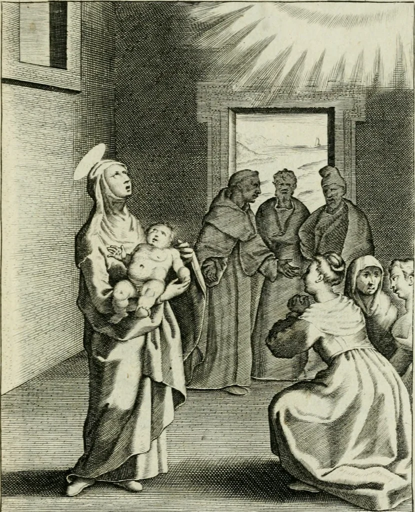 An illustration from D. Catharinae Senensis virginis Ss.mae Ord. Praedicatorum vita ac miracula selectiora formis aeneis expressa, 1603, leaf 36