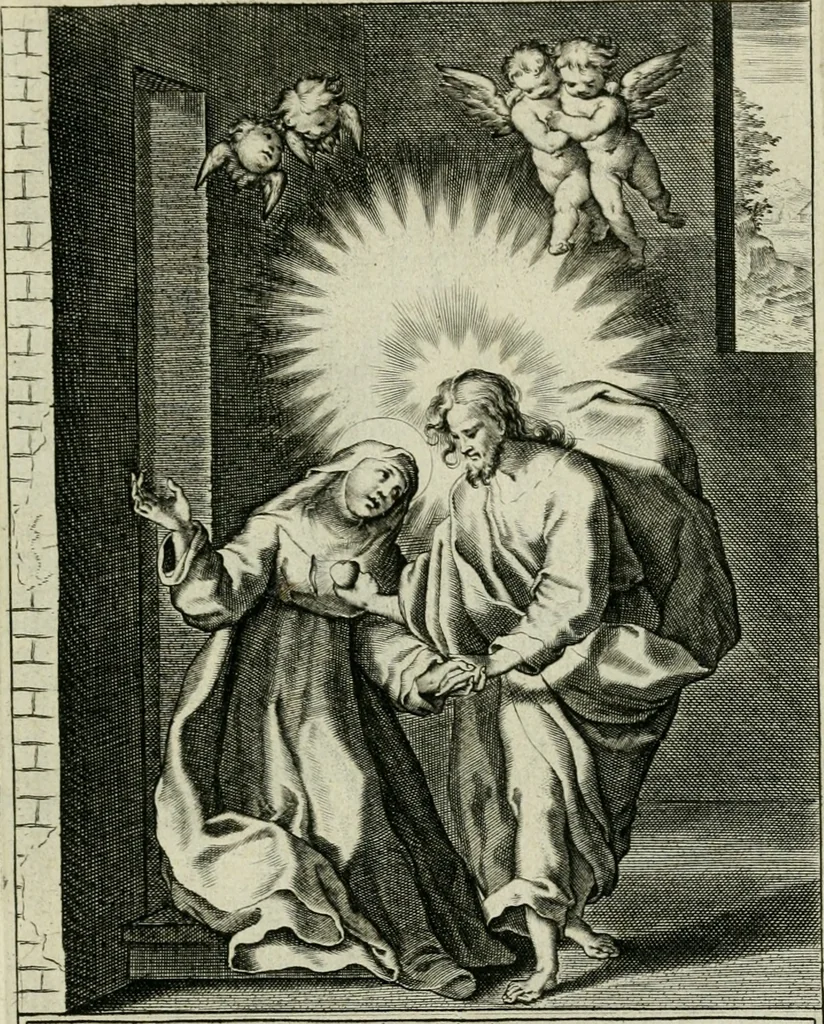An illustration from D. Catharinae Senensis virginis Ss.mae Ord. Praedicatorum vita ac miracula selectiora formis aeneis expressa, 1603, leaf 42