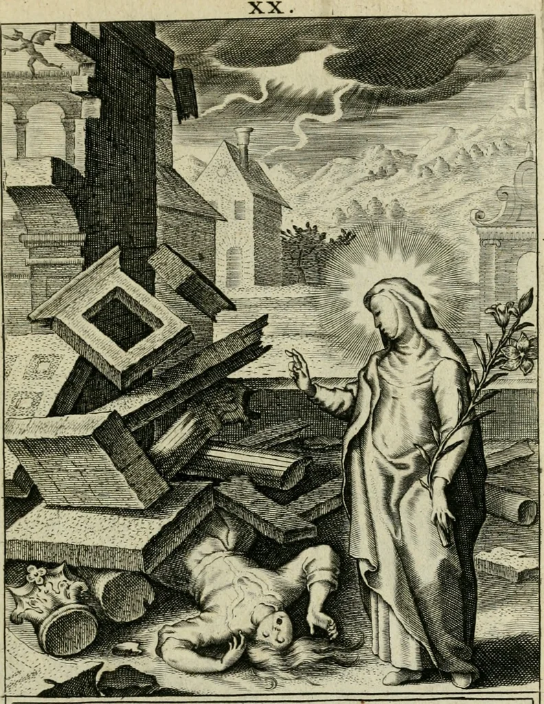 An illustration from D. Catharinae Senensis virginis Ss.mae Ord. Praedicatorum vita ac miracula selectiora formis aeneis expressa, 1603, leaf 50