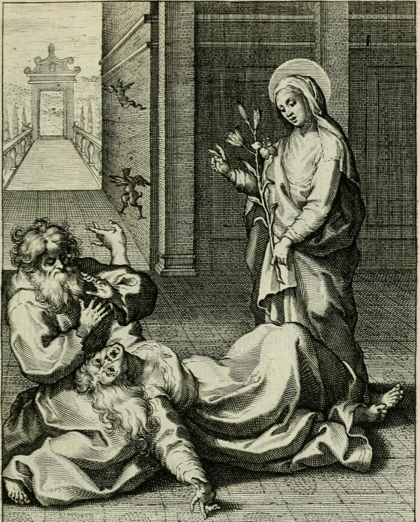 An illustration from D. Catharinae Senensis virginis Ss.mae Ord. Praedicatorum vita ac miracula selectiora formis aeneis expressa, 1603, leaf 54