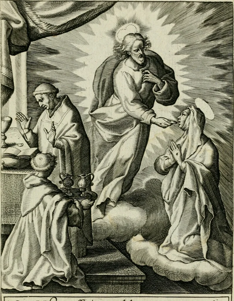 An illustration from D. Catharinae Senensis virginis Ss.mae Ord. Praedicatorum vita ac miracula selectiora formis aeneis expressa, 1603, leaf 60