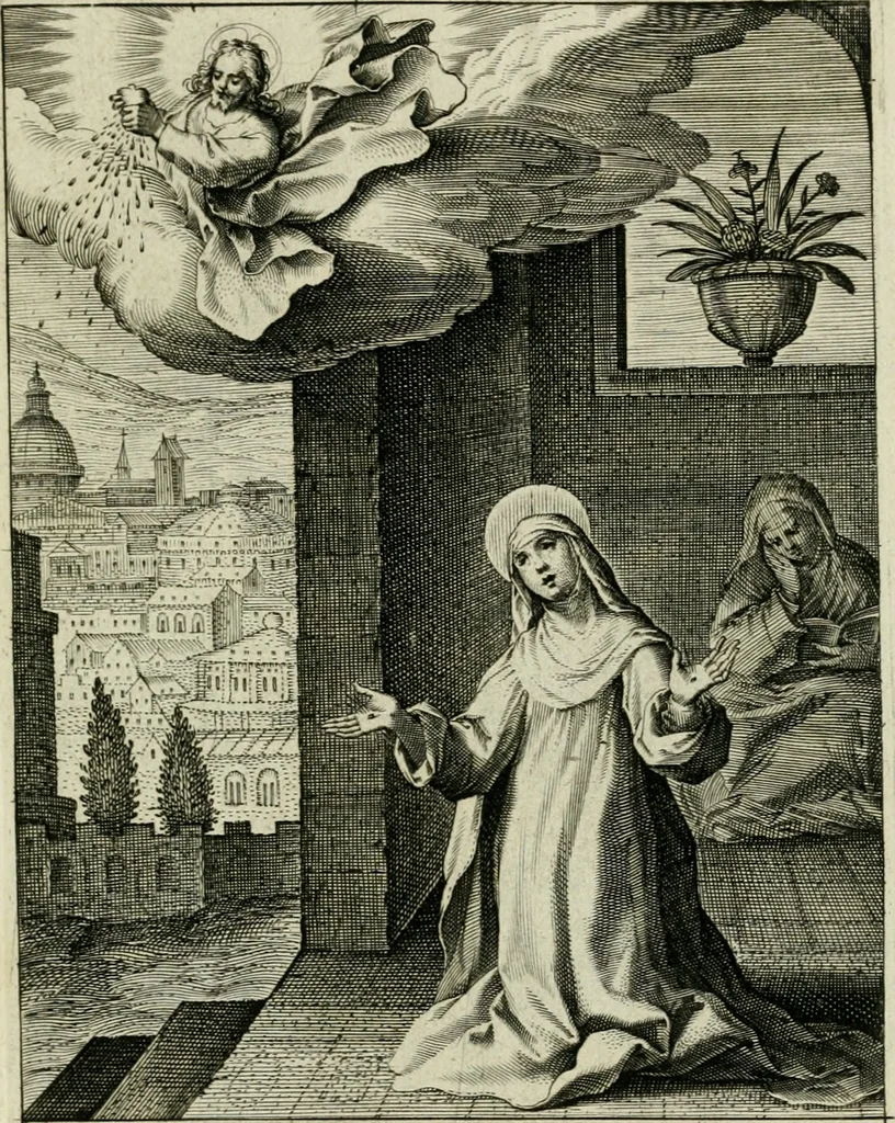 An illustration from D. Catharinae Senensis virginis Ss.mae Ord. Praedicatorum vita ac miracula selectiora formis aeneis expressa, 1603, leaf 66