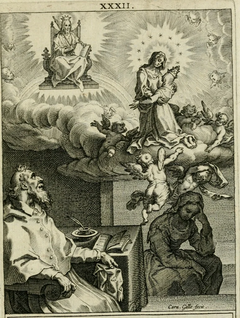 An illustration from D. Catharinae Senensis virginis Ss.mae Ord. Praedicatorum vita ac miracula selectiora formis aeneis expressa, 1603, leaf 74