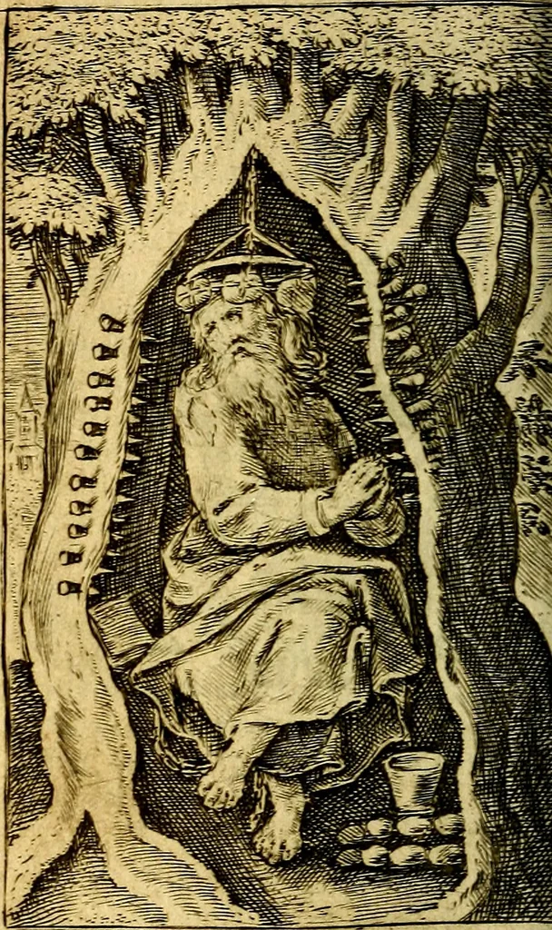 An illustration from De aeternitate considerationes coram Ser.mo vtriusque Bavariae Duce, S.R.I. Archidapifero, Electore, Maximiliano et Ser.ma Coninge Elisabetha explicatae:, 1634, leaf 113