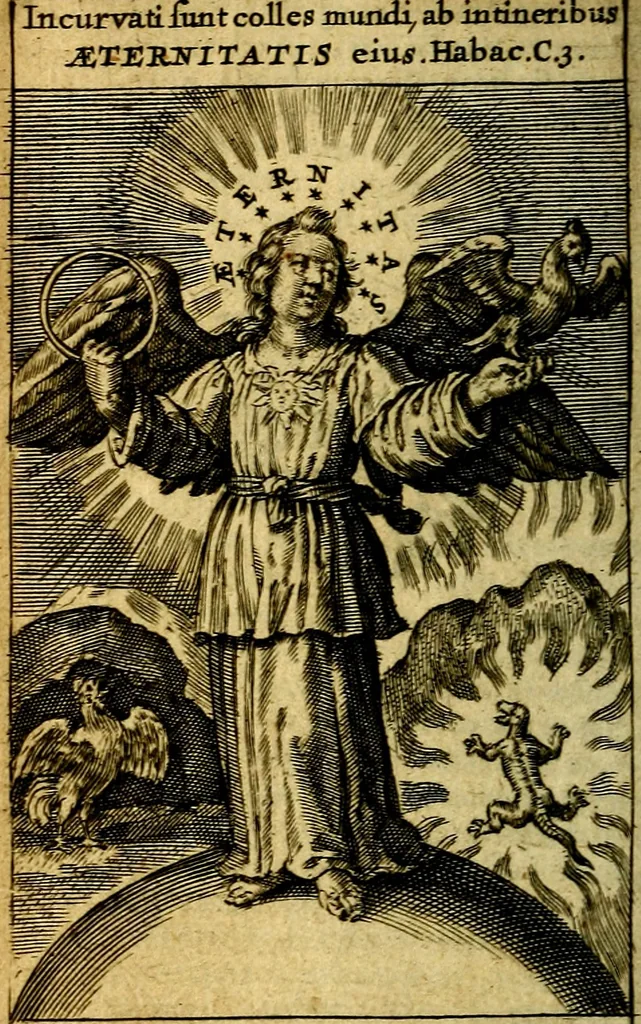 An illustration from De aeternitate considerationes coram Ser.mo vtriusque Bavariae Duce, S.R.I. Archidapifero, Electore, Maximiliano et Ser.ma Coninge Elisabetha explicatae:, 1634, leaf 31