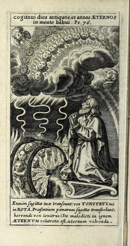 An illustration from De aeternitate considerationes : coram Sermo. vtriusq[ue] Bavariae Duce, S.R.I. Archidapifero, Electore, Maximiliano et Sermâ. coniuge Elisabetha explicatae : eisdem inscriptae et dedicatae, 1631, leaf 74