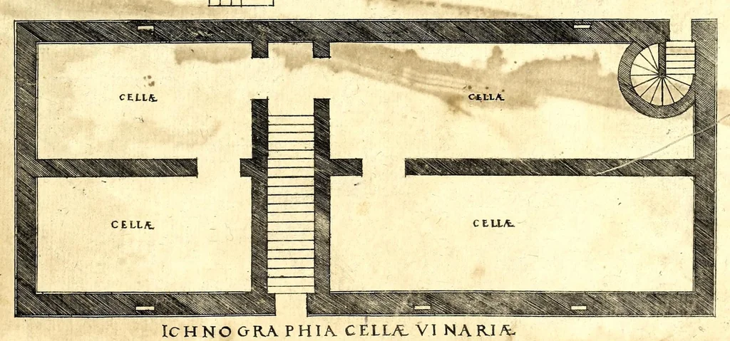 An illustration from De architectura Iacobi Androuetii du Cerceau, opus : quo descriptae sunt aedificiorum quinquaginta planè dissimilium ichnographiae, in omnium non modò potentiorum, sed etiam mediocrium & tenuiorum gratia[m], quos aedificandi studium oblectat: adiunctâ vsus & commoditatis in habitationibus singulis expositione, vnà cum integra cuisque aedificij dimensione. Hûc accedit breuis explicatio de structurarum, quibus aedifica constant, dimensione per orgyiam, que Gallica est architectorum mensura, sex longa pedes: quâ certè methodo nemo non aedificia quaevis metiri, & futuri in aedificando sumptus rationem secum inire poterit .., 1559, leaf 39