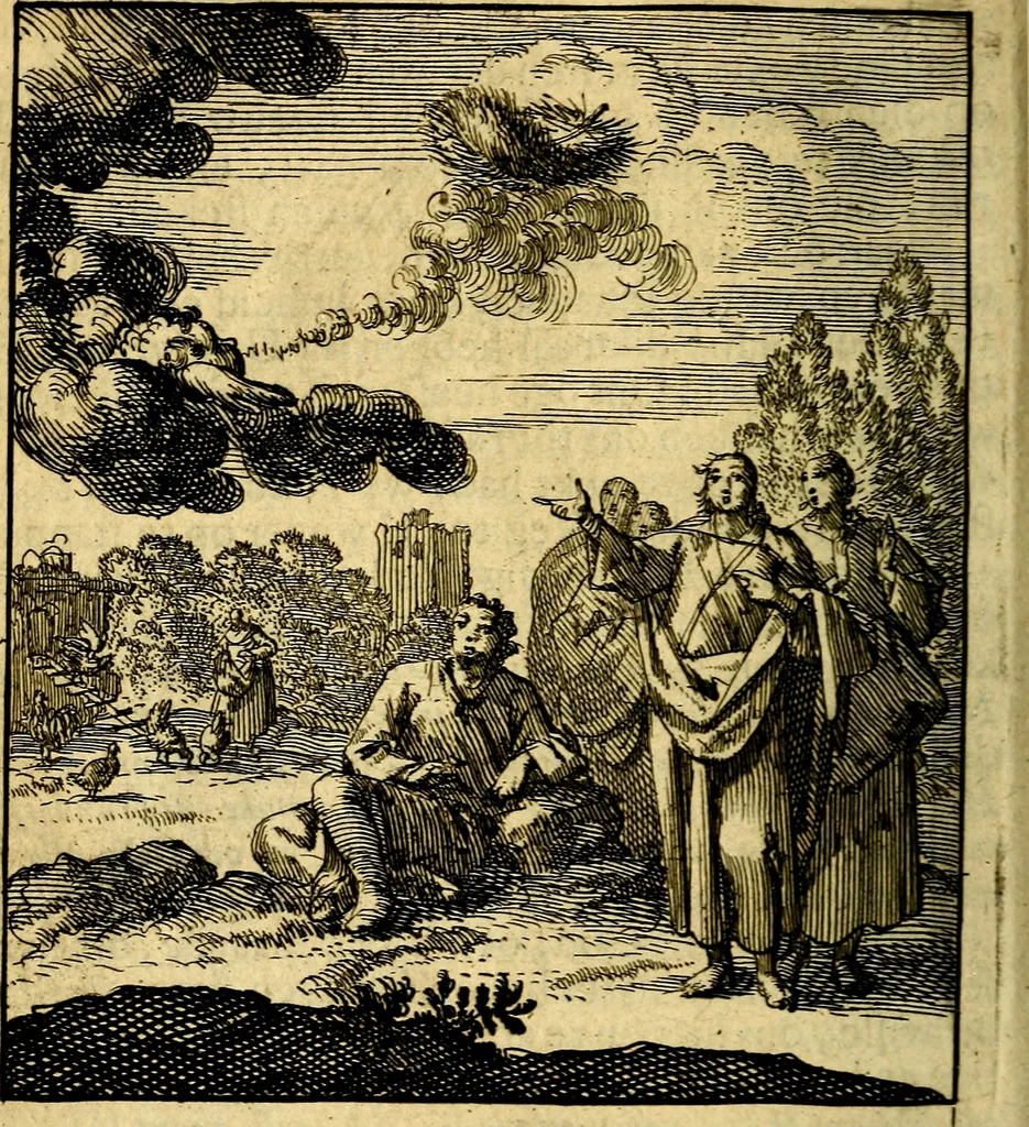 An illustration from De beginselen van Gods koninkryk in den mensch : uytgedrukt in verscheide zinne-beelden : als mede een Alleenspraake met God : benevens eenige Stigtelyke rymen, 1738, leaf 123