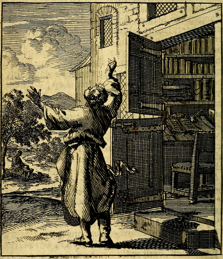 An illustration from De beginselen van Gods koninkryk in den mensch : uytgedrukt in verscheide zinne-beelden : als mede een Alleenspraake met God : benevens eenige Stigtelyke rymen, 1738, leaf 135