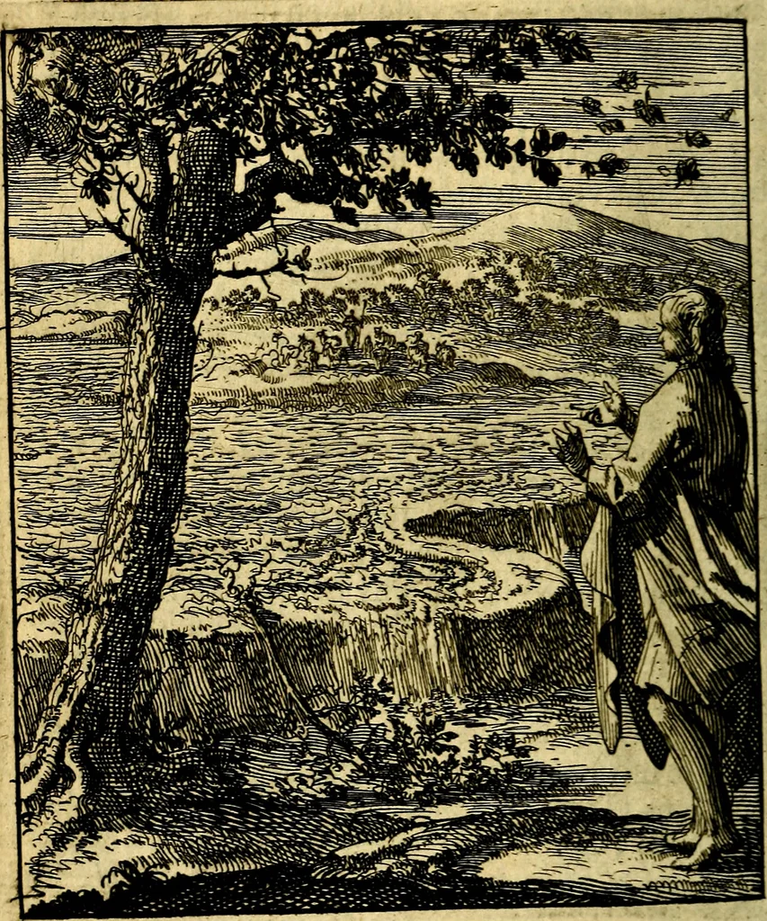 An illustration from De beginselen van Gods koninkryk in den mensch : uytgedrukt in verscheide zinne-beelden : als mede een Alleenspraake met God : benevens eenige Stigtelyke rymen, 1738, leaf 99