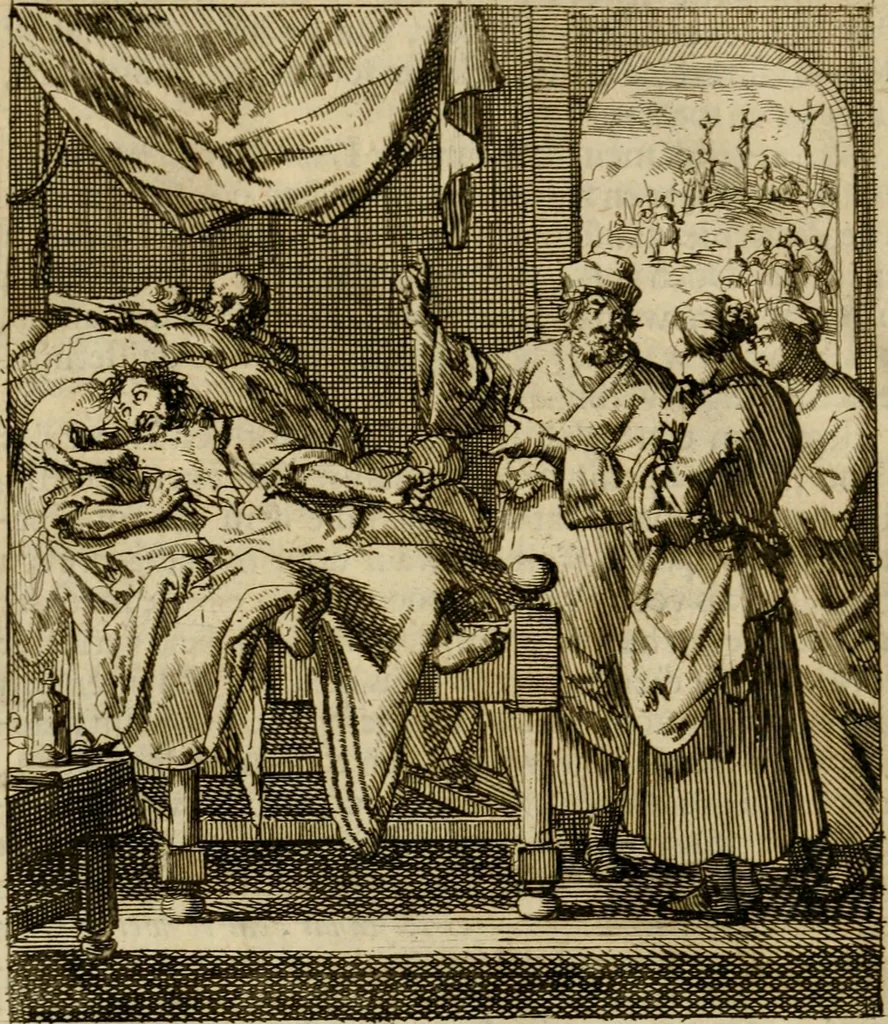 An illustration from De beginselen van Gods koninkryk in den mensch : uitgedrukt in zinnebeelden, 1689, leaf 165