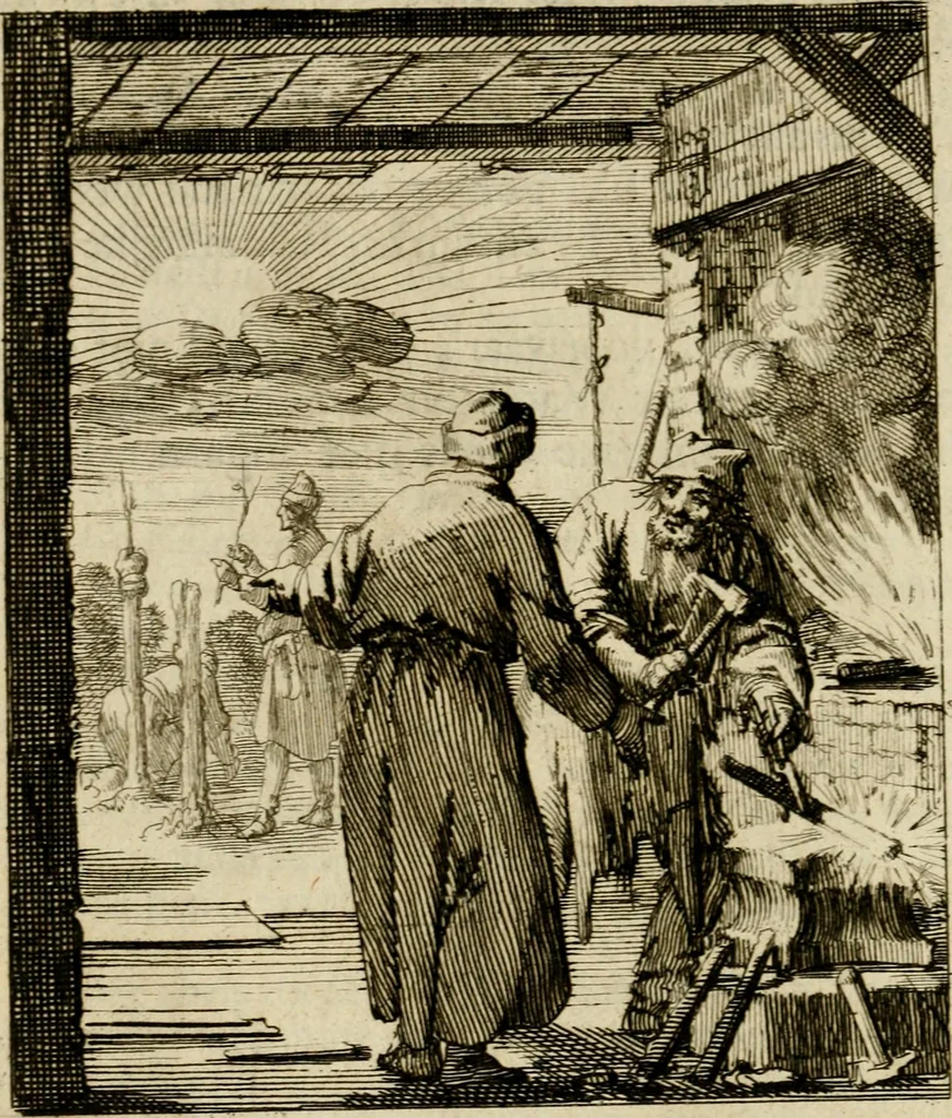 An illustration from De beginselen van Gods koninkryk in den mensch : uitgedrukt in zinnebeelden, 1689, leaf 39
