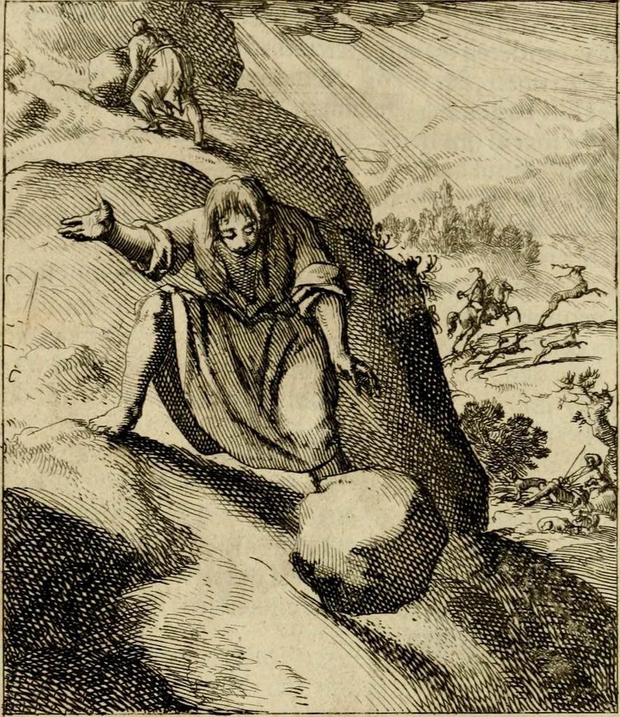 An illustration from De beginselen van Gods koninkryk in den mensch : uitgedrukt in zinnebeelden, 1689, leaf 57