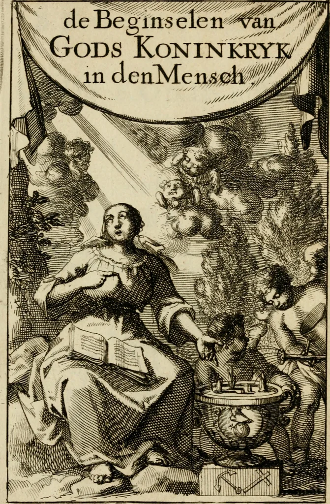 An illustration from De beginselen van Gods koninkryk in den mensch : uitgedrukt in zinnebeelden, 1689, leaf 6