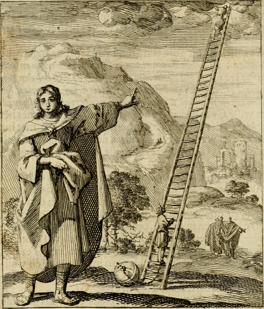An illustration from De beginselen van Gods koninkryk in den mensch : uitgedrukt in zinnebeelden, 1689, leaf 69