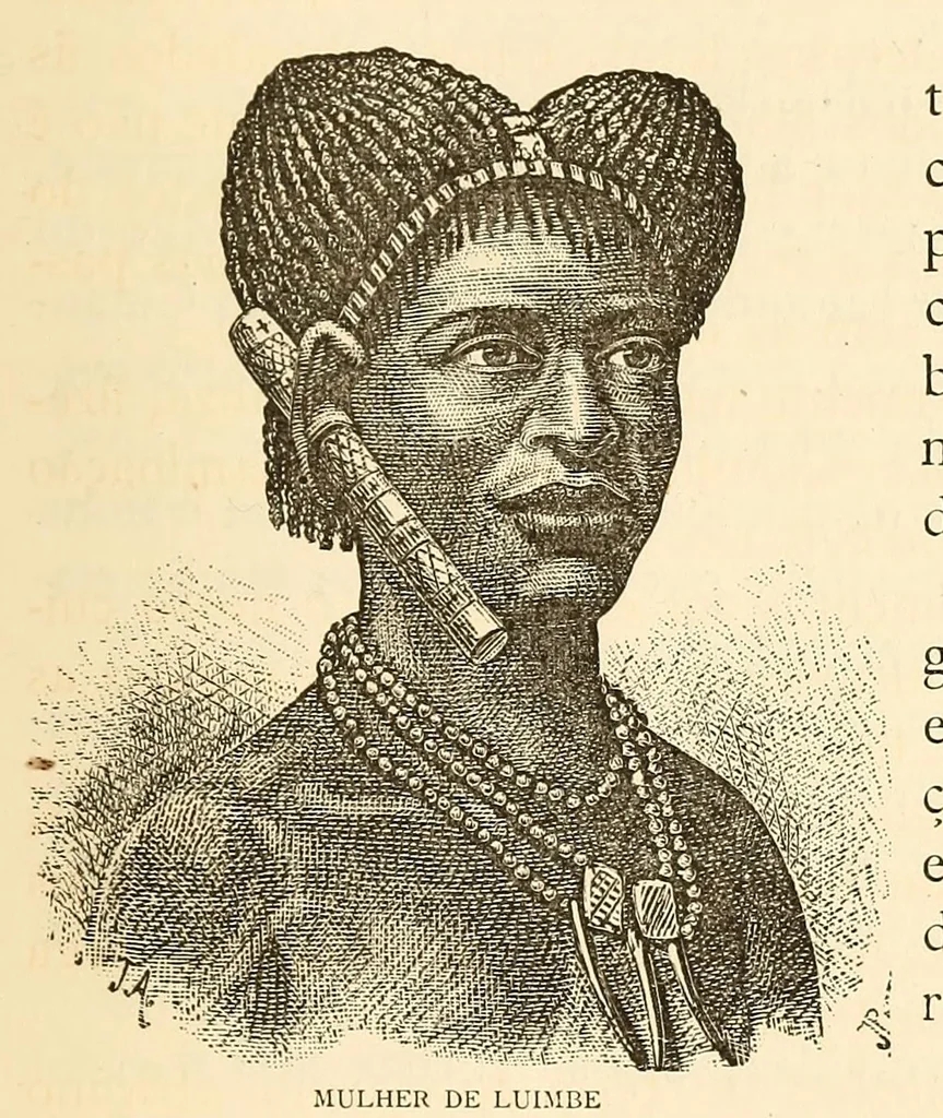 An illustration from De Benguella ás terras de Iácca; descripção de uma viagem na Africa central e occidental. Comprehendendo narrações, aventuras, e estudos importantes sobre as cabeceiras dos rios Cu-nene, Cu-bango, Lu-ando, Cu-anza e Cu-ango, e de grande parte do curso dos dois ultimos; alem da descoberta dos rios Hamba, Cauali, Sussa e Cu-gho, e larga noticia sobre as terras de Quiteca, N'bungo, Sosso, Futa, e Iácca, 1881, leaf 201