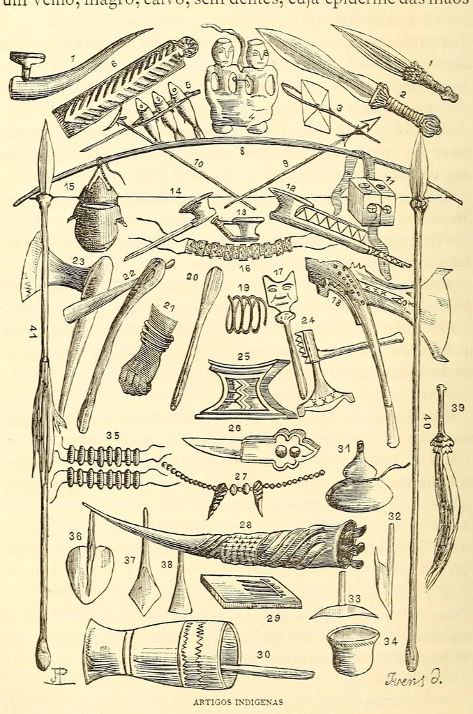 An illustration from De Benguella ás terras de Iácca; descripção de uma viagem na Africa central e occidental. Comprehendendo narrações, aventuras, e estudos importantes sobre as cabeceiras dos rios Cu-nene, Cu-bango, Lu-ando, Cu-anza e Cu-ango, e de grande parte do curso dos dois ultimos; alem da descoberta dos rios Hamba, Cauali, Sussa e Cu-gho, e larga noticia sobre as terras de Quiteca, N'bungo, Sosso, Futa, e Iácca, 1881, leaf 220