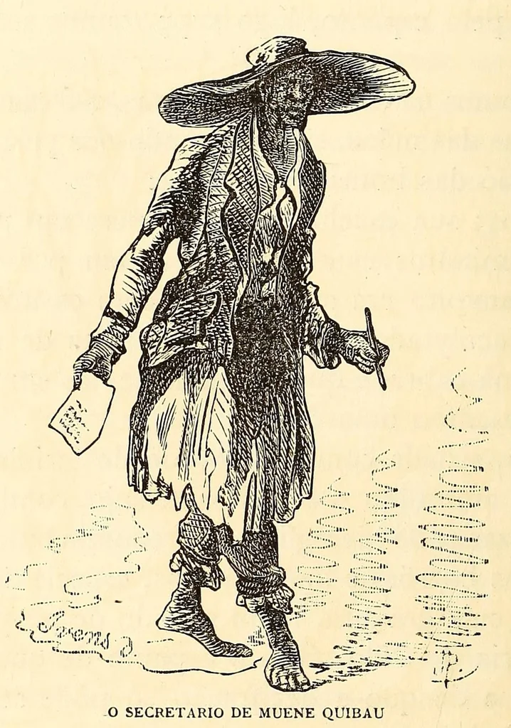 An illustration from De Benguella ás terras de Iácca; descripção de uma viagem na Africa central e occidental. Comprehendendo narrações, aventuras, e estudos importantes sobre as cabeceiras dos rios Cu-nene, Cu-bango, Lu-ando, Cu-anza e Cu-ango, e de grande parte do curso dos dois ultimos; alem da descoberta dos rios Hamba, Cauali, Sussa e Cu-gho, e larga noticia sobre as terras de Quiteca, N'bungo, Sosso, Futa, e Iácca, 1881, leaf 246