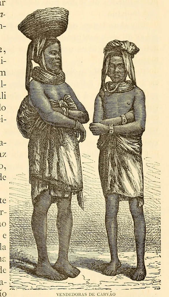 An illustration from De Benguella ás terras de Iácca; descripção de uma viagem na Africa central e occidental. Comprehendendo narrações, aventuras, e estudos importantes sobre as cabeceiras dos rios Cu-nene, Cu-bango, Lu-ando, Cu-anza e Cu-ango, e de grande parte do curso dos dois ultimos; alem da descoberta dos rios Hamba, Cauali, Sussa e Cu-gho, e larga noticia sobre as terras de Quiteca, N'bungo, Sosso, Futa, e Iácca, 1881, leaf 91